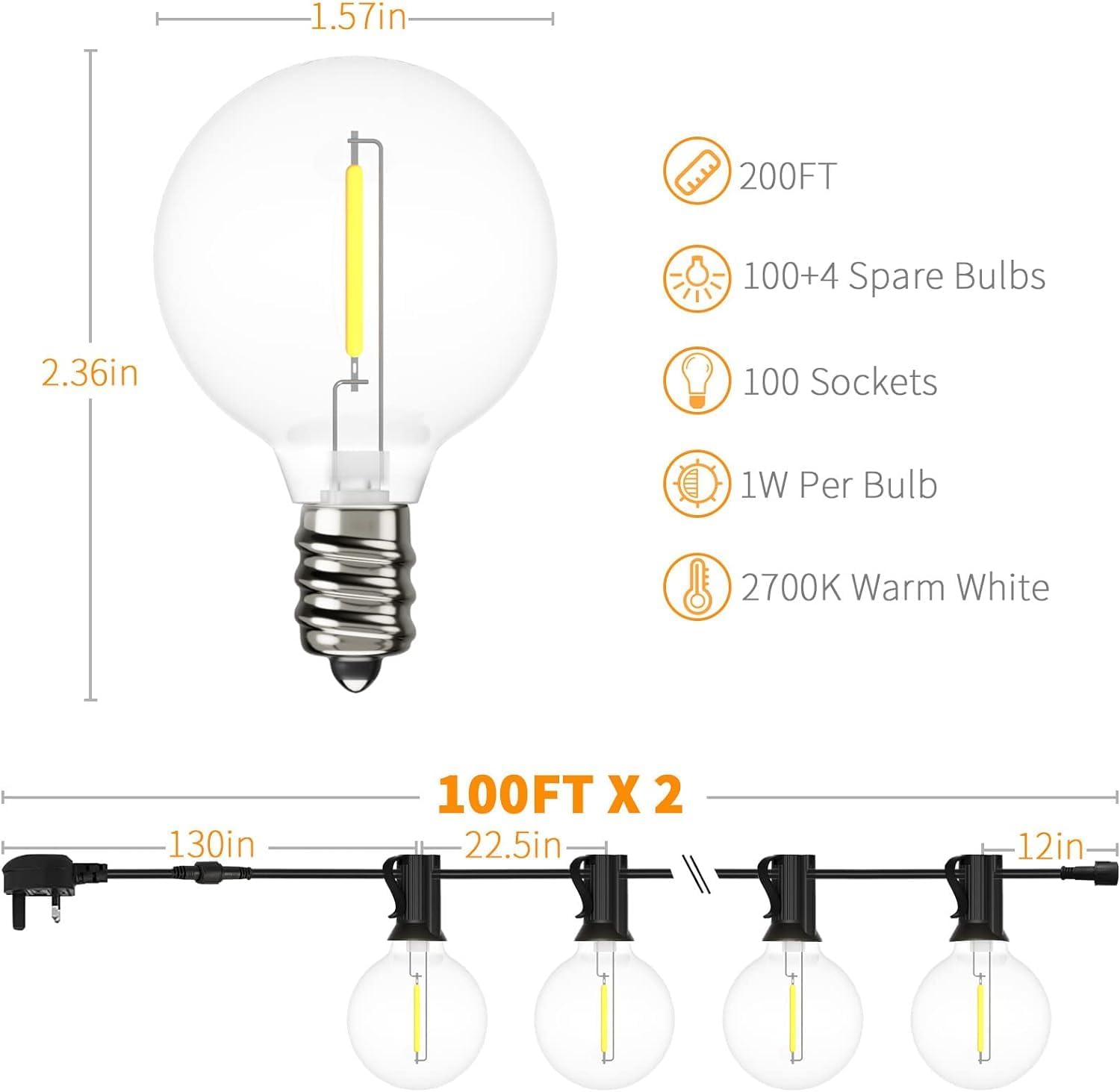 Yuucio LED Lichterkette Außen 60M