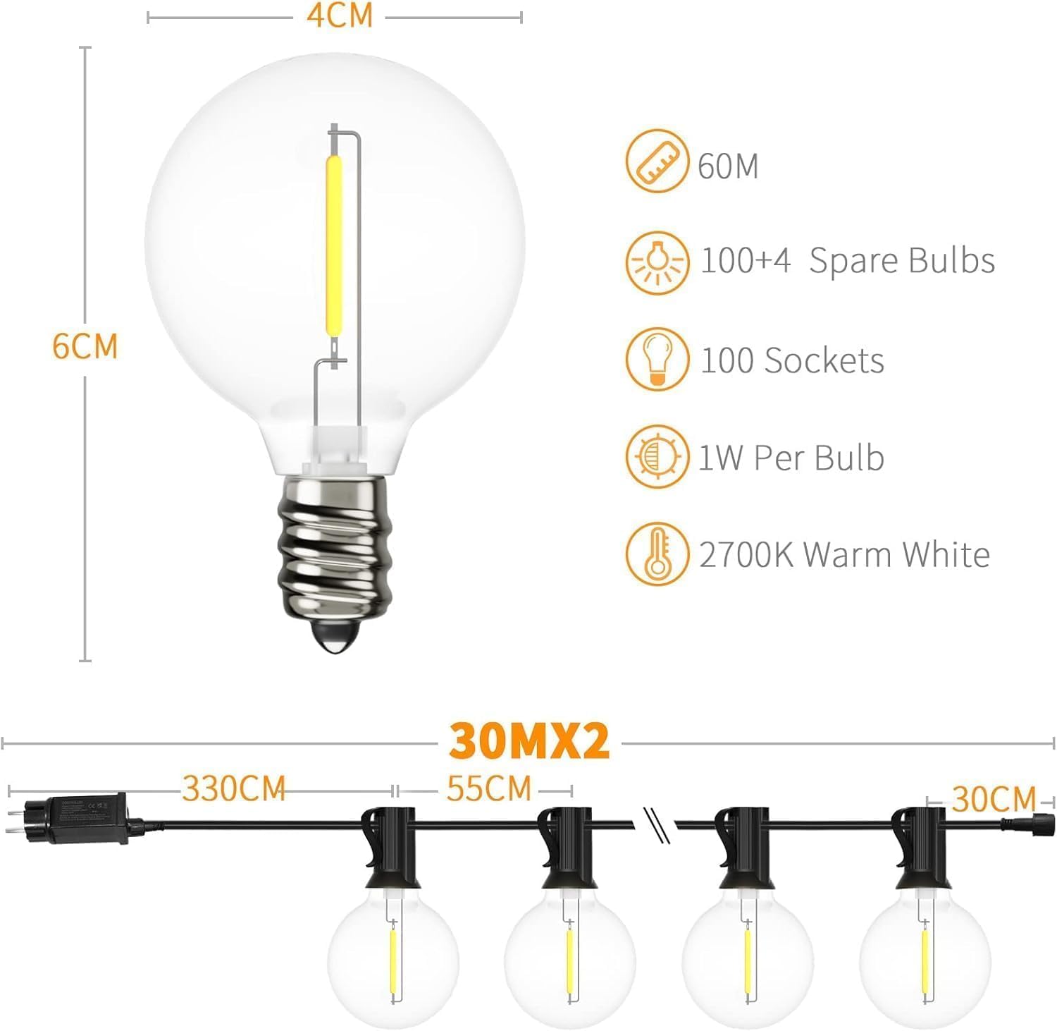 Yuucio 60M Lichterkette Außen Dimmbar