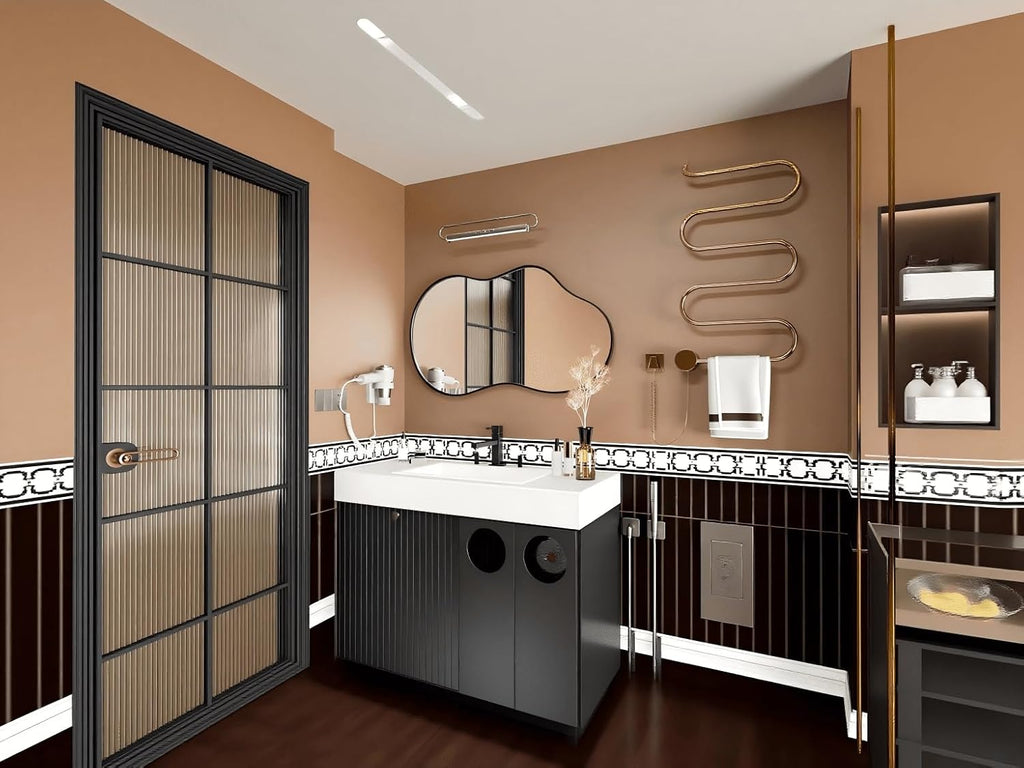 WEER Irregular Asymmetrical Wall Mirror, 50x90cm Cloud Frame Vanity Artistic Mirror, Black Unique Shaped Decorative for Living Room, Bathroom, Bedroom, Hallway