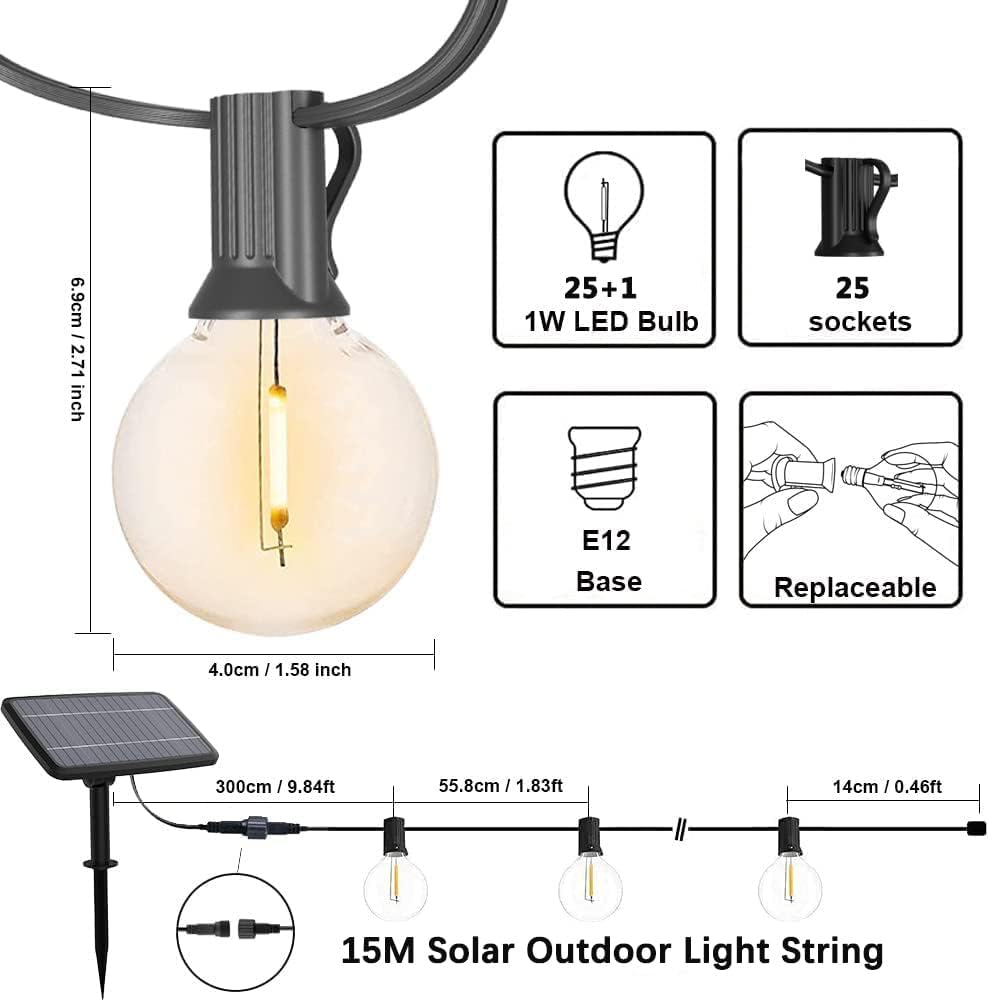Yuucio Solar Lichterkette Aussen 15M