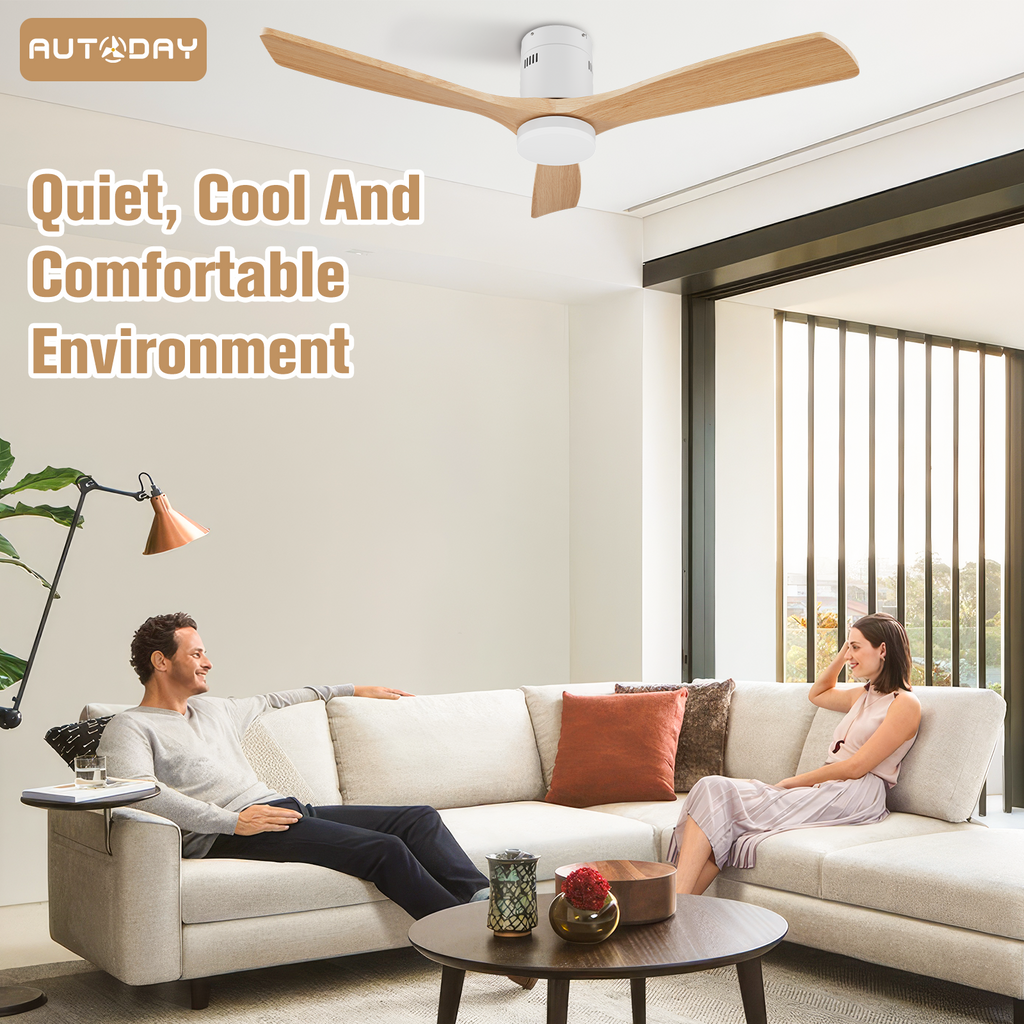 AUTODAY Holz Deckenventilator mit Beleuchtung dimmbarem